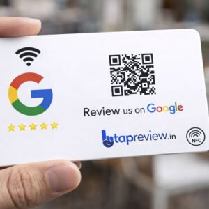 QR code Google Review card ready for customer scan