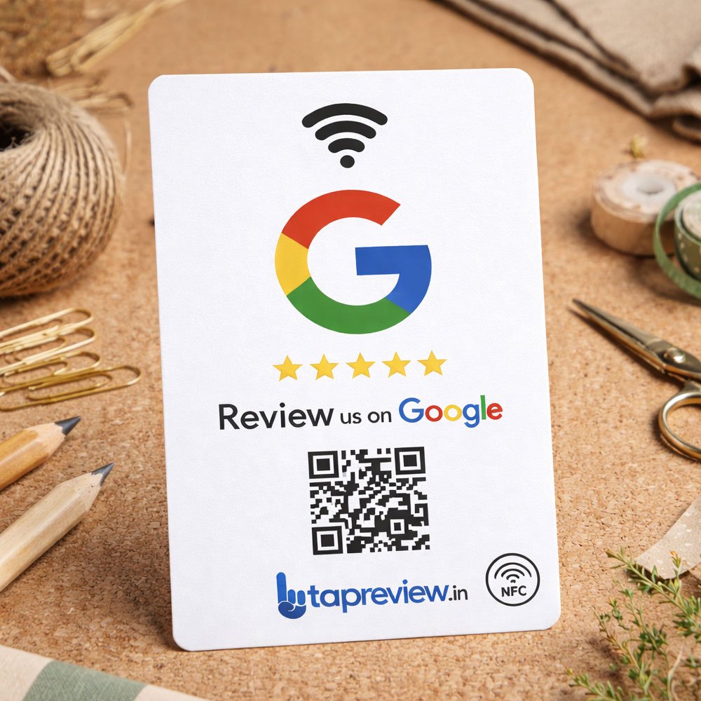 QR & NFC Google Review Business Card – Art Board | Black & White